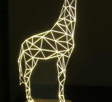 Laser Cut Giraffe 3d Optical Illusion Night Light Free Vector