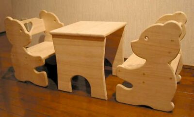 Bear Chair and Table Set for Kids DXF File