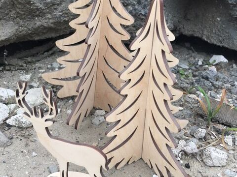 Laser cut Christmas Tree Reindeer Free Vector