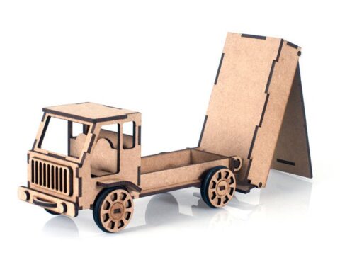 Laser Cut Lorrey Truck Toy Model Free Vector