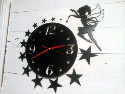 Laser Cut Wall Clock with Fairy Free Vector