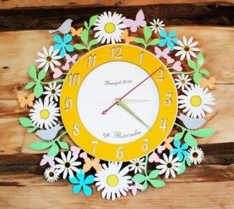 Laser Cut Chamomile Daisy Flower Wall Clock Free Vector