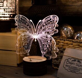 Laser Cut Decorative Butterfly Acrylic Lamp Free Vector