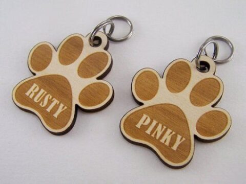 Laser Cut Engraved Dog Paw Keychain Free Vector