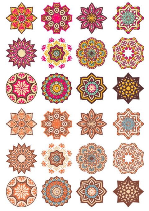 Mandala Pattern Doodle Round Ornaments Free Vector