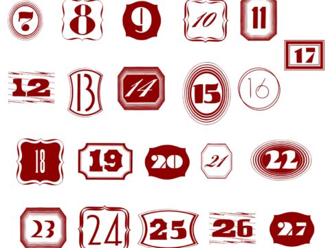 1 to 31 Numbers Art Free Vector