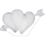 Double hearts 3d illusion lamp Free Vector