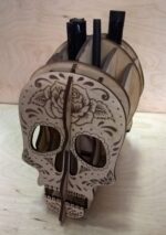 Laser Cut Skull Pencil Holder Free Vector