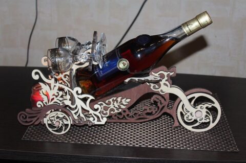 Laser Cut Motorcycle Wine Bottle Holder Wine Butler Free Vector