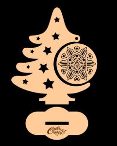 Laser Cut Christmas Tree with Ornament Free Vector