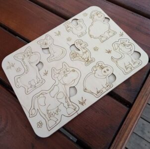 Laser Cut Farm Animals Wooden Peg Puzzle Free Vector