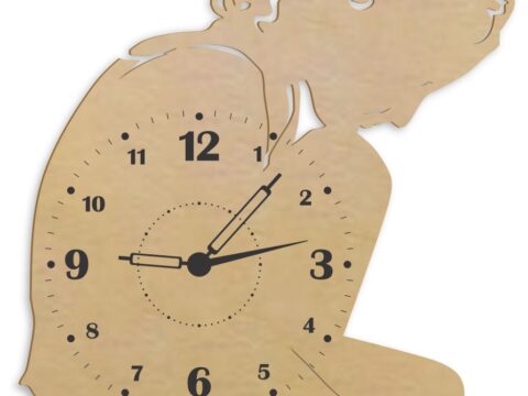 Laser Cut Lonely Girl Wall Clock Wall Decor Free Vector