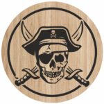 Laser Engraving Art Pirate Skull For Cutting Board Free Vector