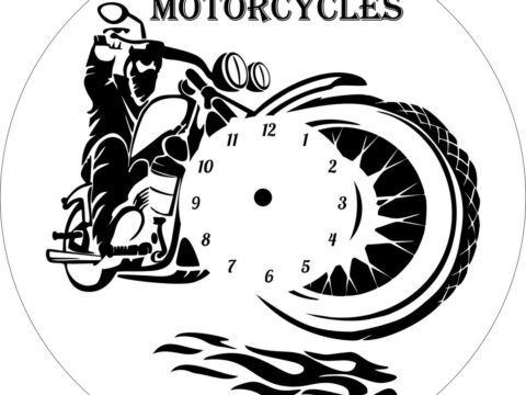 Motorcycle Clock Laser Cut Free Vector