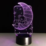 Laser Cut Teddy Bear On Moon Lamp 3D Night Light Illusion LED Lamp Free Vector