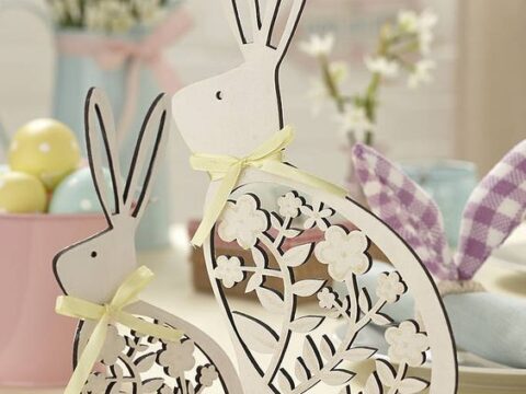Laser Cut Easter Bunny Decoration Free Vector