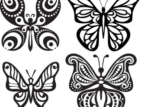 Butterfly Tattoo Silhouettes Free Vector