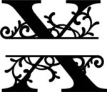 Flourished Split Monogram X Letter Free Vector