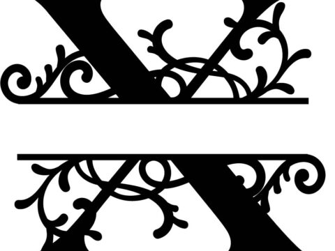Flourished Split Monogram X Letter Free Vector