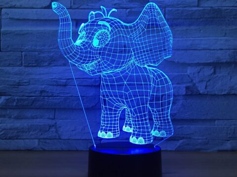 Laser Cut Baby Elephant 3D Night Light Desk Lamp 3D Optical Illusion Lamp DXF File