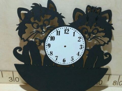 Laser Cut Cute Cats Wall Clock Free Vector