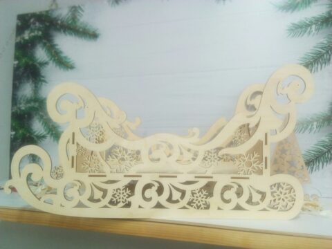 Wooden Decorative Sleigh Laser Cutting Template Free Vector