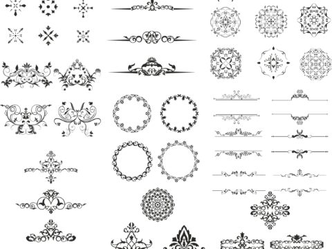 Ornamental Elements Design Kit Free Vector