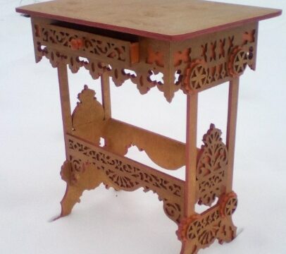 Laser Cut Table with Drawer Free Vector