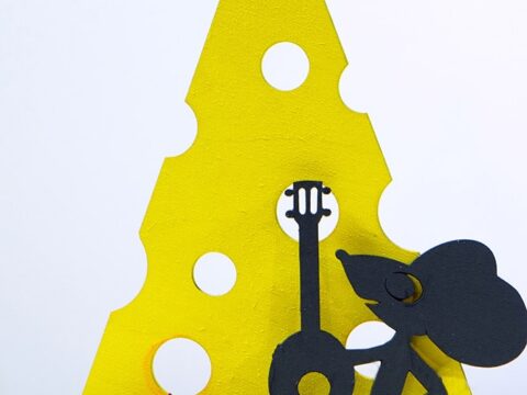 Laser Cut Mouse with Guitar Free Vector