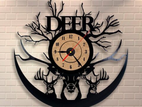 Laser Cut Deer Vinyl Record Clock Free Vector