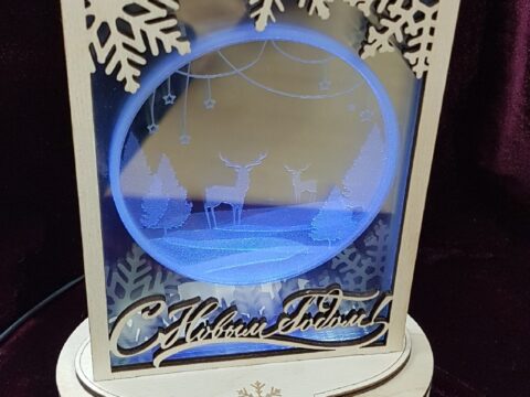 Laser Cut Christmas Light Decoration Lamp Plywood 3mm Glass 1mm Free Vector
