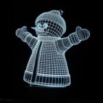 Laser Cut Snowman Decor 3D Acrylic Lamp Free Vector