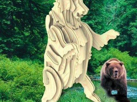 Grizzly Bear 3D Wooden Puzzle DXF File