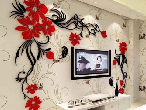 Laser Cut TV Wall Acrylic 3D Relief Wall Sticker Free Vector