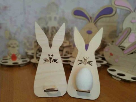 Laser Cut Wooden Easter Bunny Template 3mm Free Vector