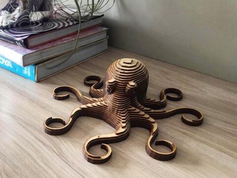 Laser Cut Octopus Layered Wooden DXF File