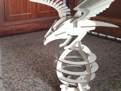 Laser Cut Wooden Eagle 3D Puzzle On Display Stand DXF File
