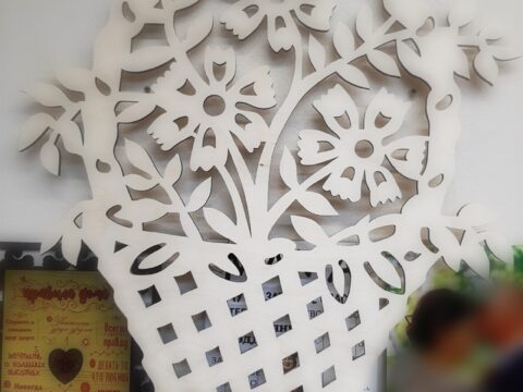 Laser Cut Wooden Flower Basket Home Decoration Free Vector