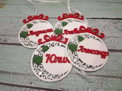 Laser Cut Wooden Personalized Christmas Ornaments Pendants Free Vector