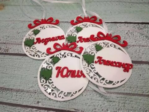 Laser Cut Wooden Personalized Christmas Ornaments Pendants Free Vector