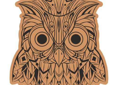 Decorative Owl Head Laser Cut Engraving Template Free Vector