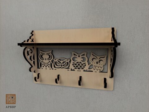 Laser Cut Owl Decor Shelf With Wall Hanger Free Vector