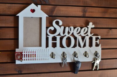 Laser Cut Wall Key Holder with Fence Free Vector