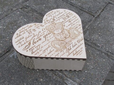 Laser Cut Heart Gift Box with Hinge Free Vector
