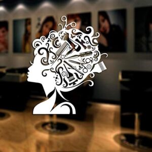 Laser Engrave Ladies Hair Salon Sticker Barbershop Girl Poster Free Vector