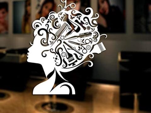 Laser Engrave Ladies Hair Salon Sticker Barbershop Girl Poster Free Vector
