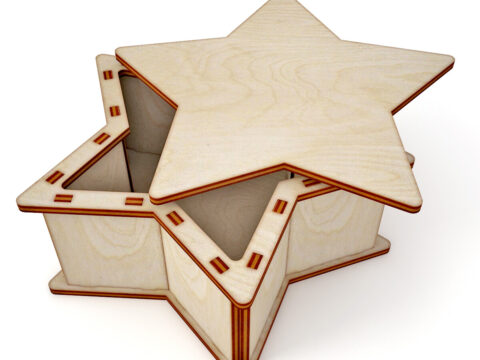 Laser Cut Wooden Star Gift Box Free Vector