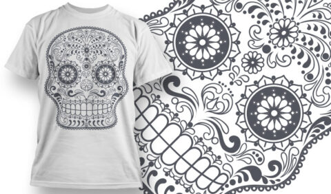 Sugar Skull T-Shirt Design Free Vector