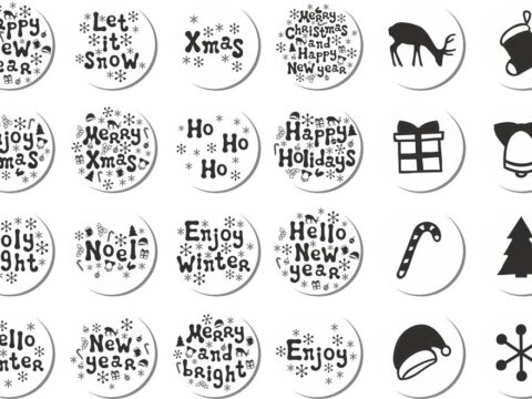 Christmas Stickers Set Free Vector