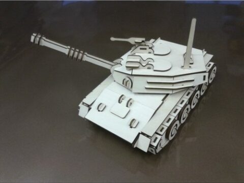 Tank 3D Puzzle Model Laser Cut Free Vector